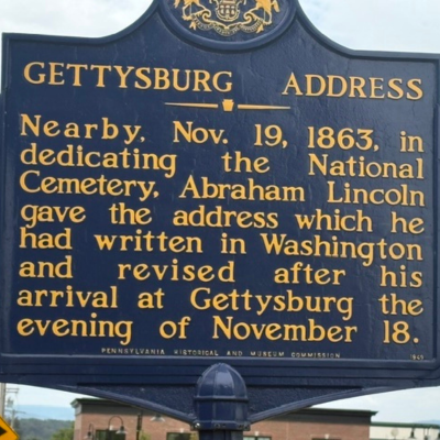 Gettysburg Address plaque from inside Gettysburg National Park